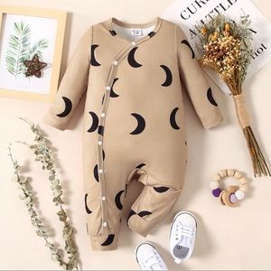 PatPat Baby Boy/Girl All Over Moon/Dots Print Long-sleeves Jumpsuit.0-3m.